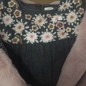 Embroidered floral long sleeve toddler dress